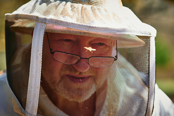 Imker Joe Zechner mit Imkerschutzhut